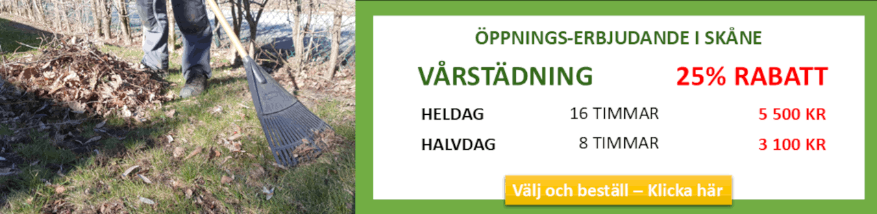 ReGarden öppnar i Skåne den 1 april. Ta del av vårt öppningserbjudande: 25% rabatt på vårstädning!