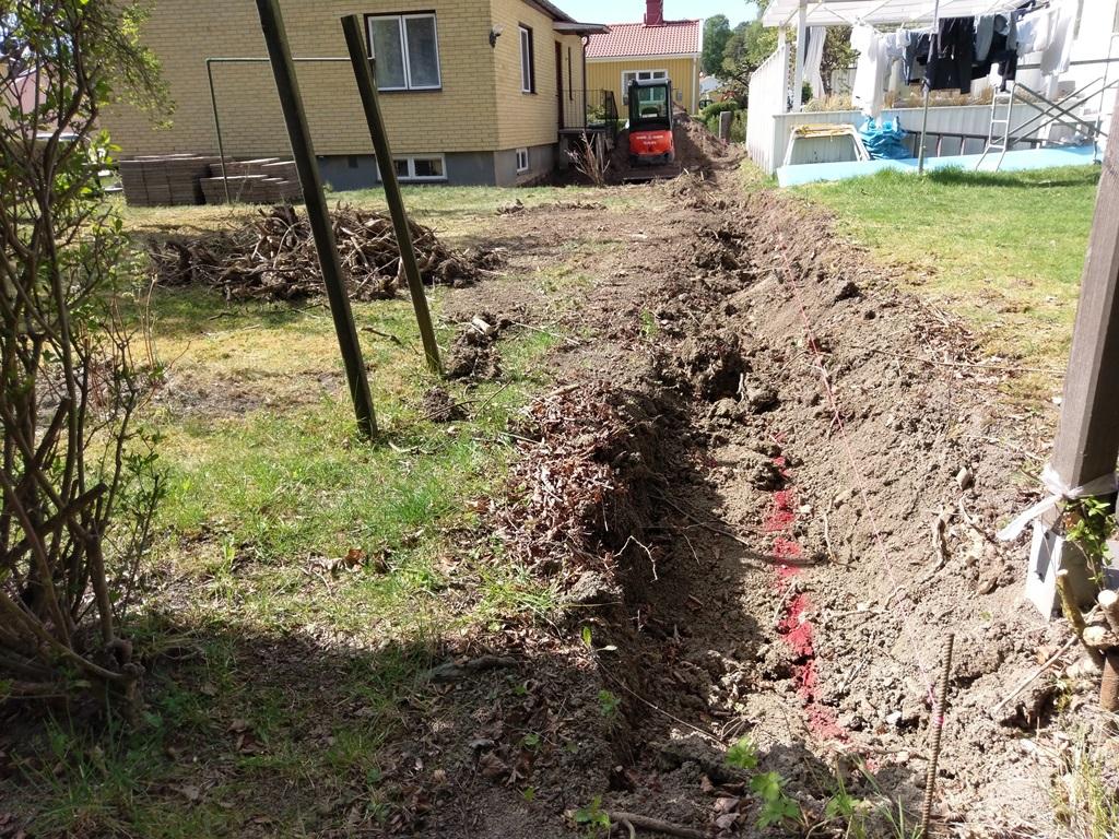 Vi grävde ett litet planteringsdike för den nya häcken