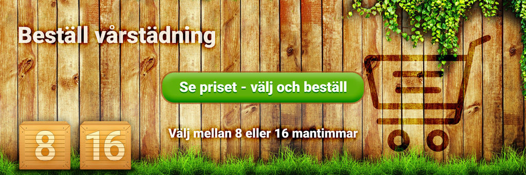 Beställ vårstädning av trädgården. ReGardens duktiga trädgårdsarbetare klipper ner vissna perenner, krattar löv och gör fint inför säsongen. Välj mellan 16 eller 8 timmar.